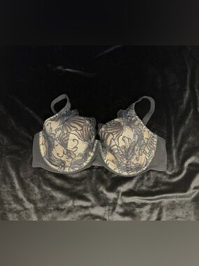 Paramour Lace Overlay Underwire Bra in Black and Nude